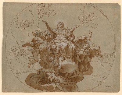 Ontwerp voor een Plafond met de Hemelvaart van de Maagd door Francesco Trevisani