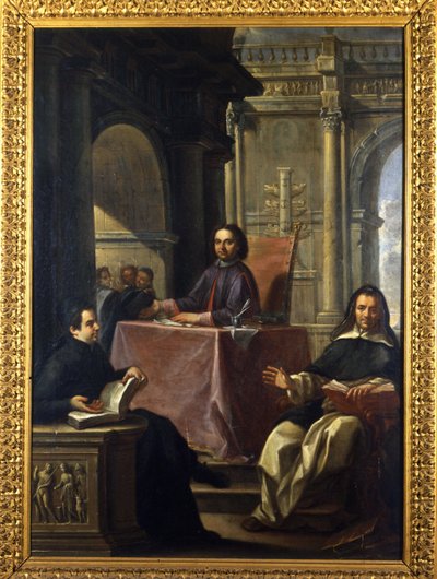 Geschil tussen een jezuïet en een dominicaan na de contrareformatie door Francesco Trevisani