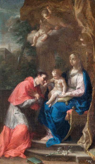 De Maagd en het Kind met St. Carlo Borromeo door Francesco Trevisani