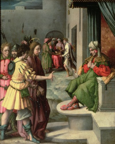 Christus voor Kajafas door Francesco Ubertini Bacchiacca