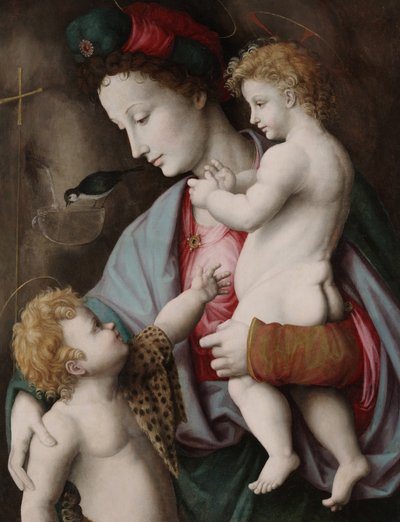 Madonna en Kind met St. Johannes door Francesco Ubertini Il Bacchiacca