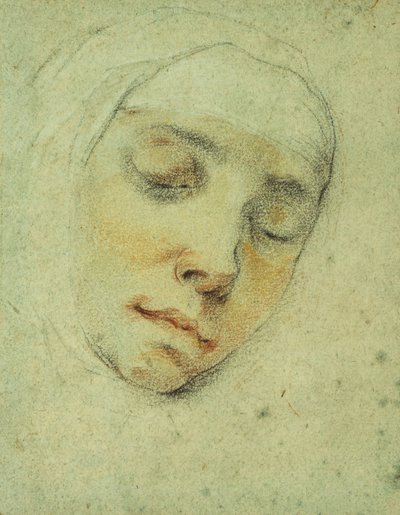 Portret van Pasitea Crogi, haar ogen gesloten in extase door Francesco Vanni