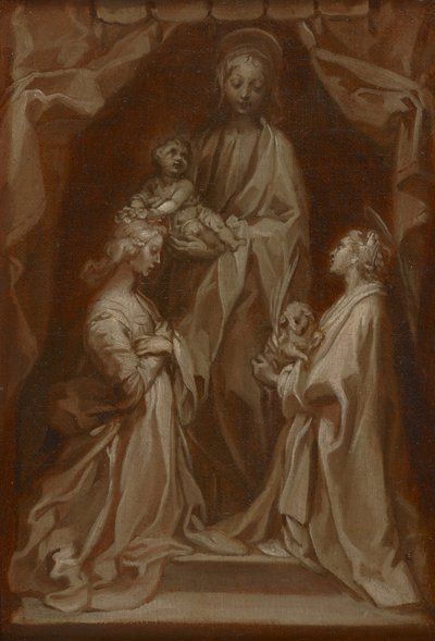 Studie voor de Maagd en Kind met de heiligen Cecilia en Agnes door Francesco Vanni