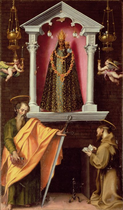 De Madonna van Loreto met Sint Paulus en Sint Franciscus door Francesco Vanni
