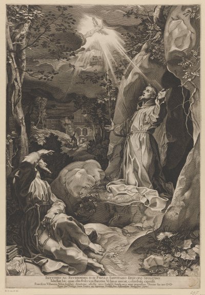 Franciscus ontvangt de stigmata door Francesco Villamena
