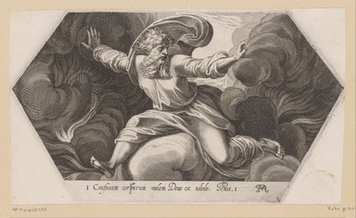 God scheidt het licht van de duisternis Schilderingen in de Loggia van Rafaël (serietitel) La Sacra Genesi (serietitel) door Francesco Villamena