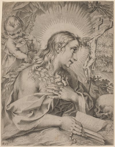 De Berouwvolle Magdalena door Francesco Villamena after Francesco Vanni