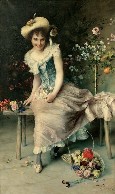 Schoonheid op een tuinbank, 1897 door Francesco Vinea