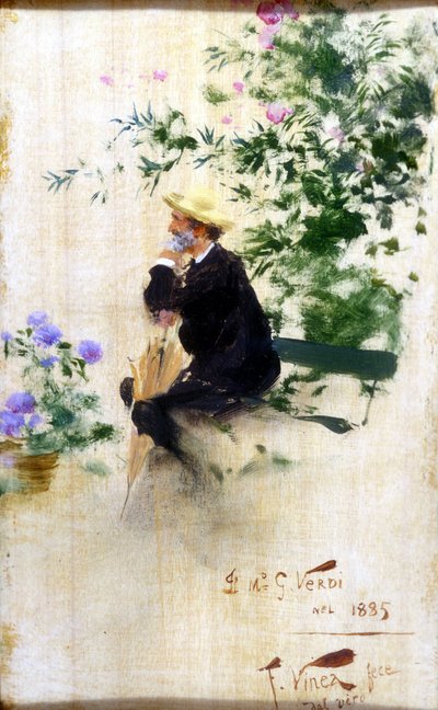 Portret van Giuseppe Verdi door Vinea Francesco (1845 - 1902). 1885. Museo della Scala, Milaan door Francesco Vinea