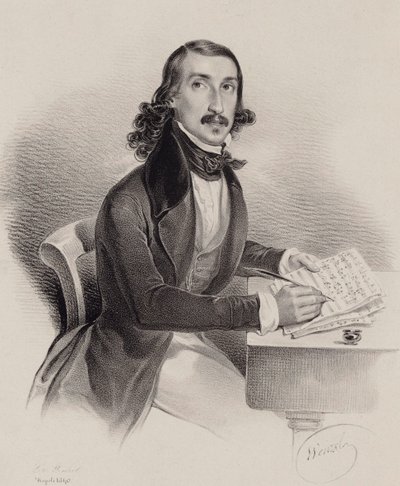 Portret van de zanger en componist Giacinto Marras 1810-1883, 1840 door Francesco Wenzel