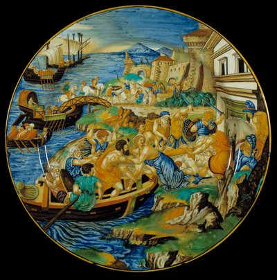 Iliad van Homerus: Faience schaal gemaakt door Francesco Xanto Aveli (1537) door Francesco Xanto Avelli