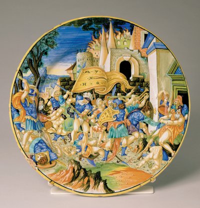 Bord met de Slag bij Roncevaux door Francesco Xanto Avelli