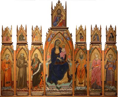 Madonna en Kind. Christus en Heiligen door Francesco dAntonio da Ancona