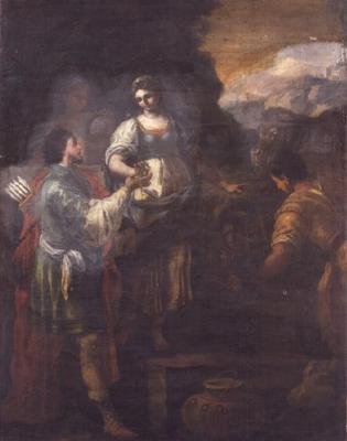 Rebecca en Eliezer bij de bron door Francesco de (attr. to) Mura
