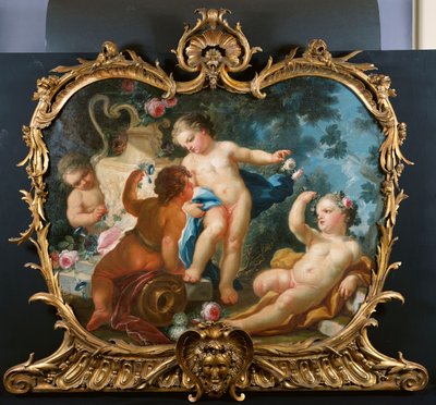 Een bovendeur met spelende putti door Francesco de Mura