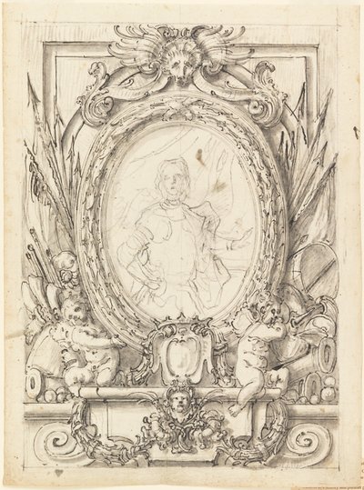 Ontwerp voor een paneel met portret van een edelman door Francesco de Mura