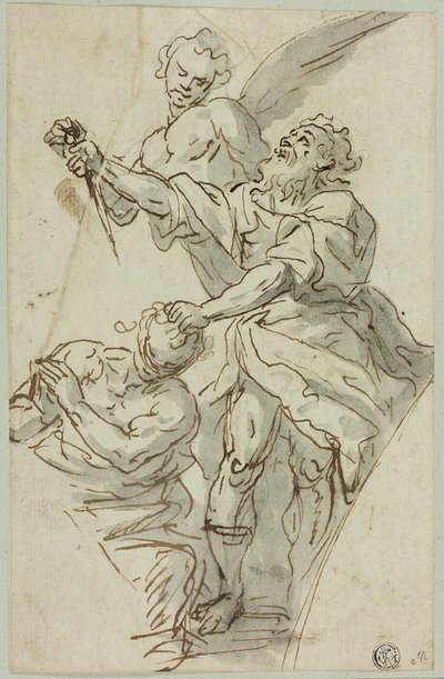 Schets van borstwering met Isaaks offer door Francesco de Mura