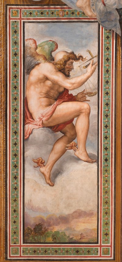 KAIROS (tijd van de gunstige gelegenheid) - Tijd van Beslissing (Kairos) fresco van Francesco de Rossi (1510-1563) circa 1544 Palazzo Vecchio, Florence door Francesco de Rossi Salviati
