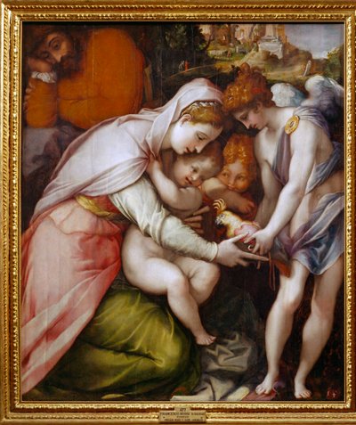 Madonna en kind met twee engelen door Francesco de Rossi Salviati