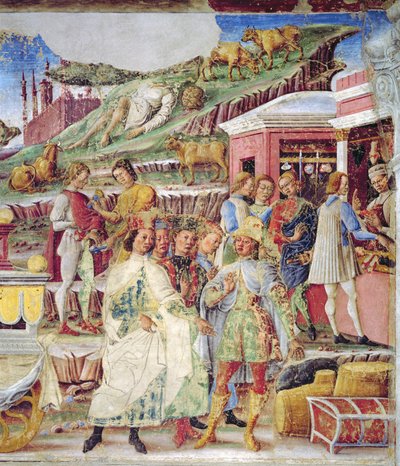 De triomf van Mercurius: juni, uit de Kamer van de Maanden, ca. 1467-70 (detail) door Francesco del Cossa