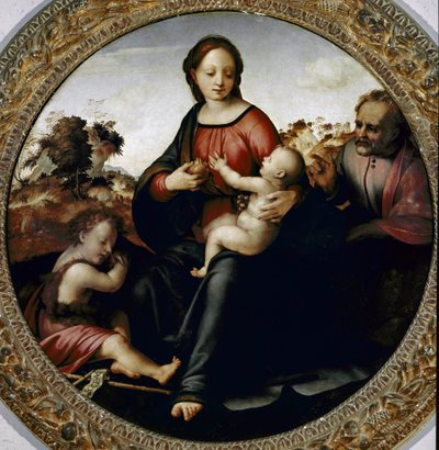 Heilige familie met de kleine Johannes de Doper door Francesco di Cristofano Franciabigio