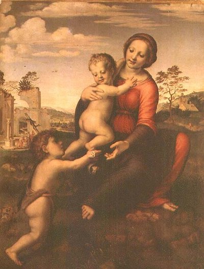 Madonna van de Bron of Madonna en Kind met de jonge St. Johannes de Doper door Francesco di Cristofano Franciabigio