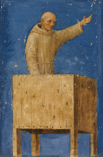 Sint-Bernardino predikend vanaf een preekstoel door Francesco di Giorgio Martini