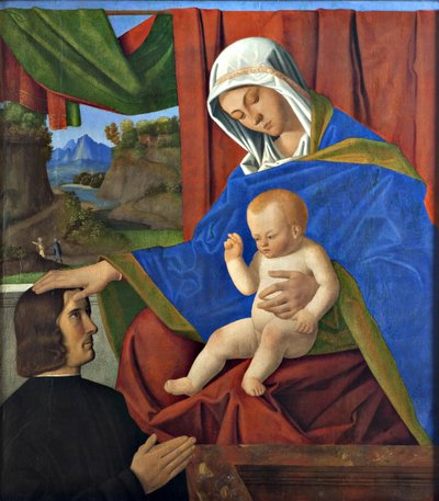 Maagd en kind met een schenker door Francesco di Simone da Santacroce