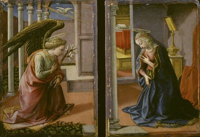 Diptiek - Annunciatie, c.1450-55 door Francesco di Stefano Pesellino