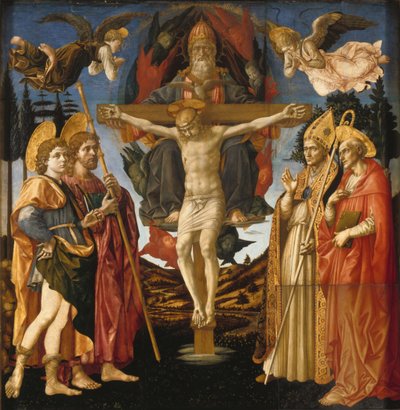 Het Heilige Drie-eenheid Paneel van het Pistoia Santa Trinità Altaarstuk, 1455-1460 door Francesco di Stefano Pesellino