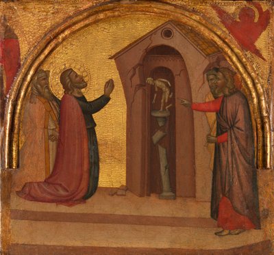 Sint Jan de Evangelist laat een heidense tempel instorten door Francescuccio Ghissi