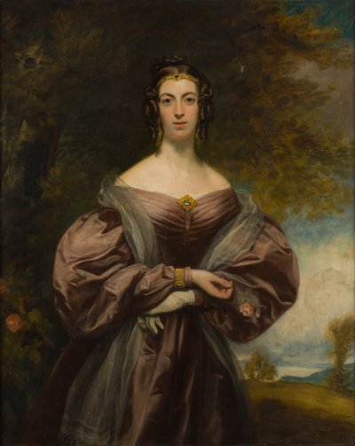 Driekwart Lengte Portret van Jessie Duff met een Roos door Francis (follower of) Grant
