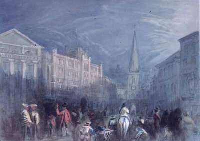Uitzicht op Broad Street, Bristol door Francis Abel William Taylor Armstrong