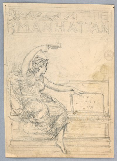 Ontwerp voor de omslag van het Manhattan Illustrated Monthly Magazine door Francis Augustus Lathrop