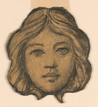 Hoofd van een vrouw (Project voor glas-in-lood) door Francis Augustus Lathrop