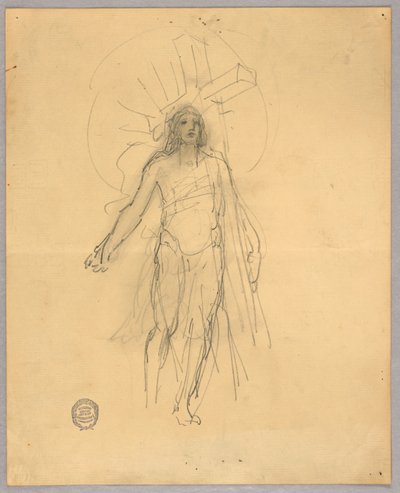 Schets voor centrale figuur in de Hemelvaart door Francis Augustus Lathrop