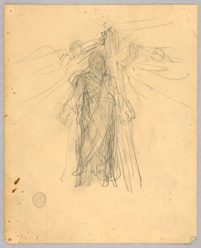 Schets voor centrale figuur in de Hemelvaart door Francis Augustus Lathrop