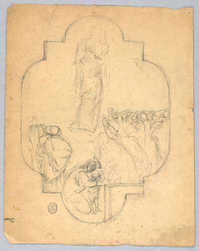 Schets voor een raam of plafond door Francis Augustus Lathrop
