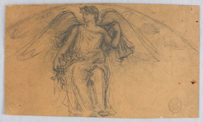 Schets van engel met bloemen door Francis Augustus Lathrop