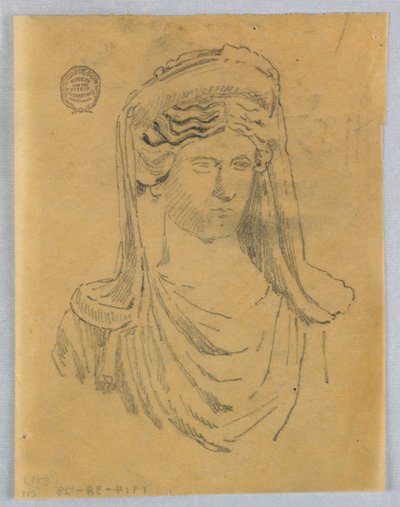 Schets van buste van een vrouw door Francis Augustus Lathrop