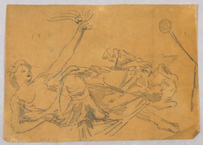 Schets van Vrouwelijke Figuur met een Duif door Francis Augustus Lathrop