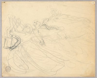 Schets van figurengroep voor Hemelvaart door Francis Augustus Lathrop