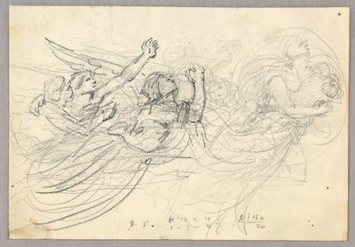Schets van figuurgroep voor Hemelvaart door Francis Augustus Lathrop