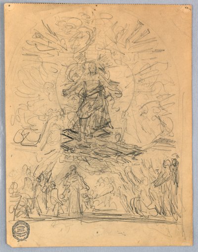 Schets van Figuur aan een Kruis door Francis Augustus Lathrop