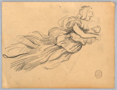 Schets van Figuur met Draperie door Francis Augustus Lathrop