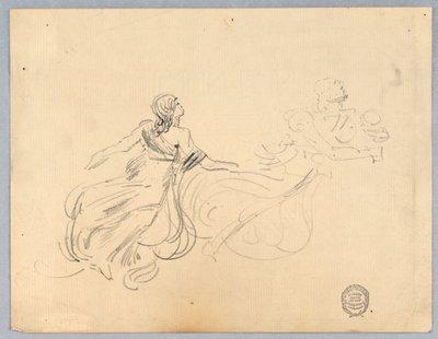 Schets van twee vrouwelijke figuren door Francis Augustus Lathrop