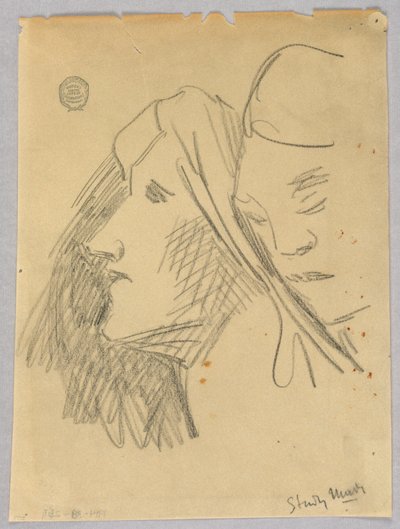 Schets van twee hoofden door Francis Augustus Lathrop