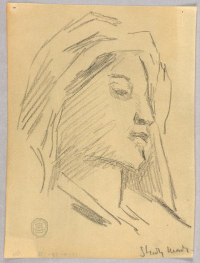 Schets van Vrouwenhoofd door Francis Augustus Lathrop