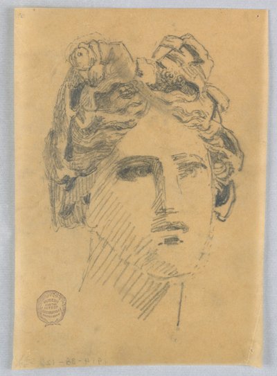 Schets van vrouwenhoofd door Francis Augustus Lathrop
