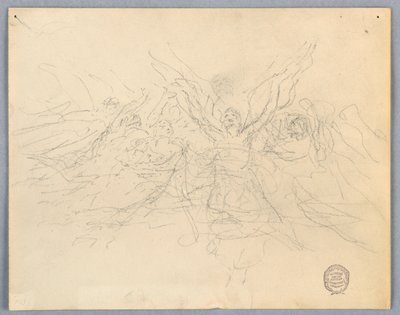 Schets van aanbiddende engelen door Francis Augustus Lathrop